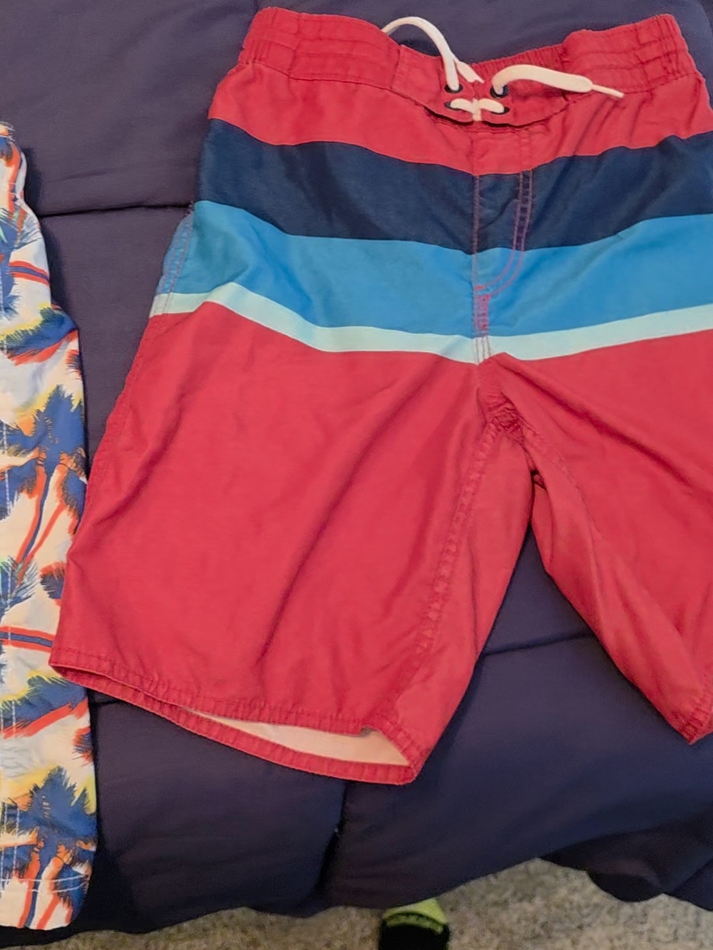 Old Navy Men's Colorblock Swim Trunks in Red, Blue & Aqua